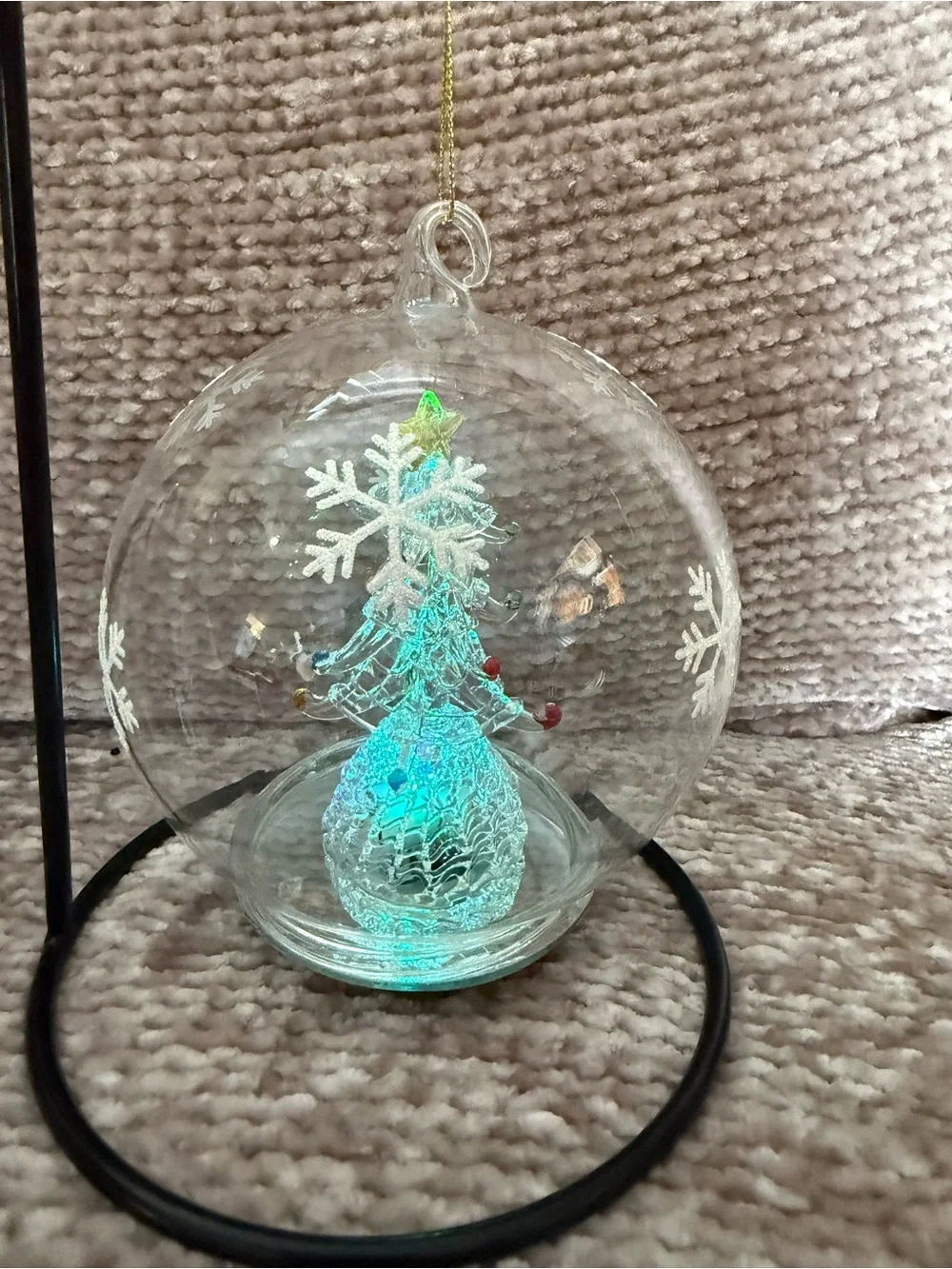 Color Changing Tree In Glass Dome Christmas Ornament 5